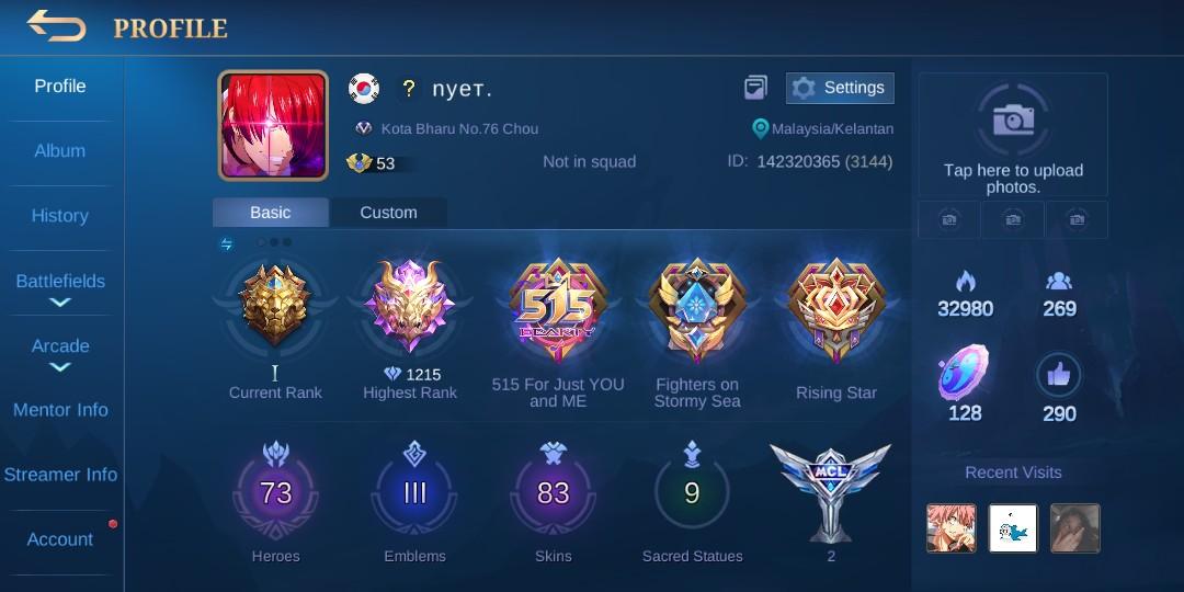 Mobile Legend Account Semi Sultan Recall Epic Video Gaming Others On Carousell