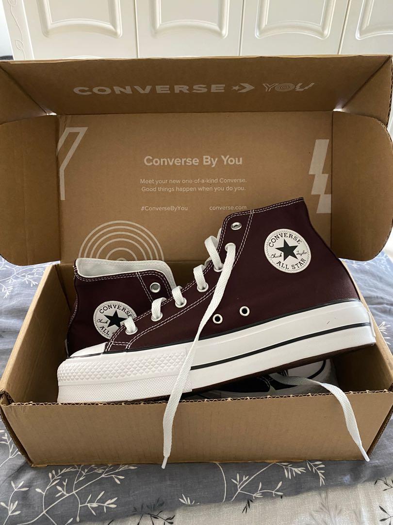 chocolate brown converse platform