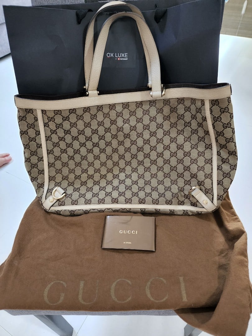 GUCCI Vintage Leather Tote Bag, Luxury, Bags & Wallets on Carousell