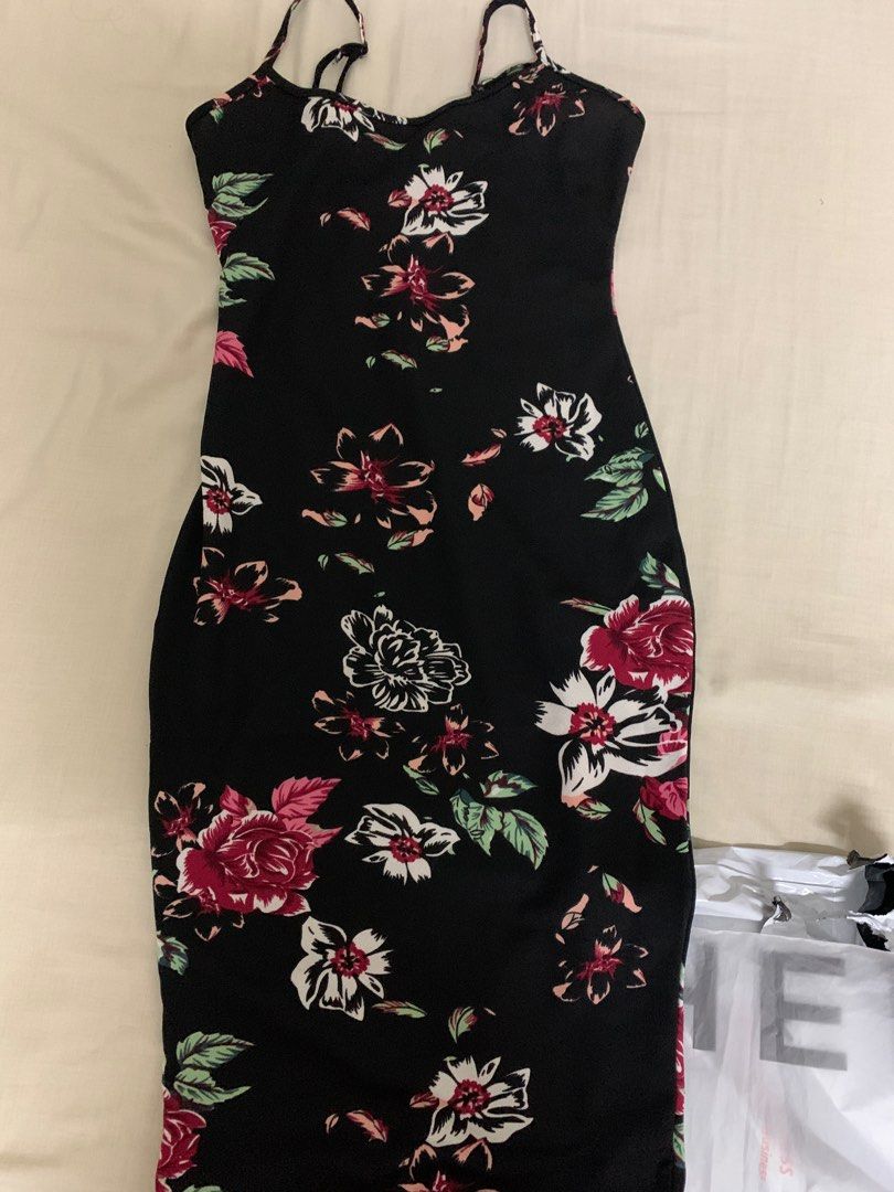 Shein floral bodycon midi dress Women s Fashion Dresses Sets