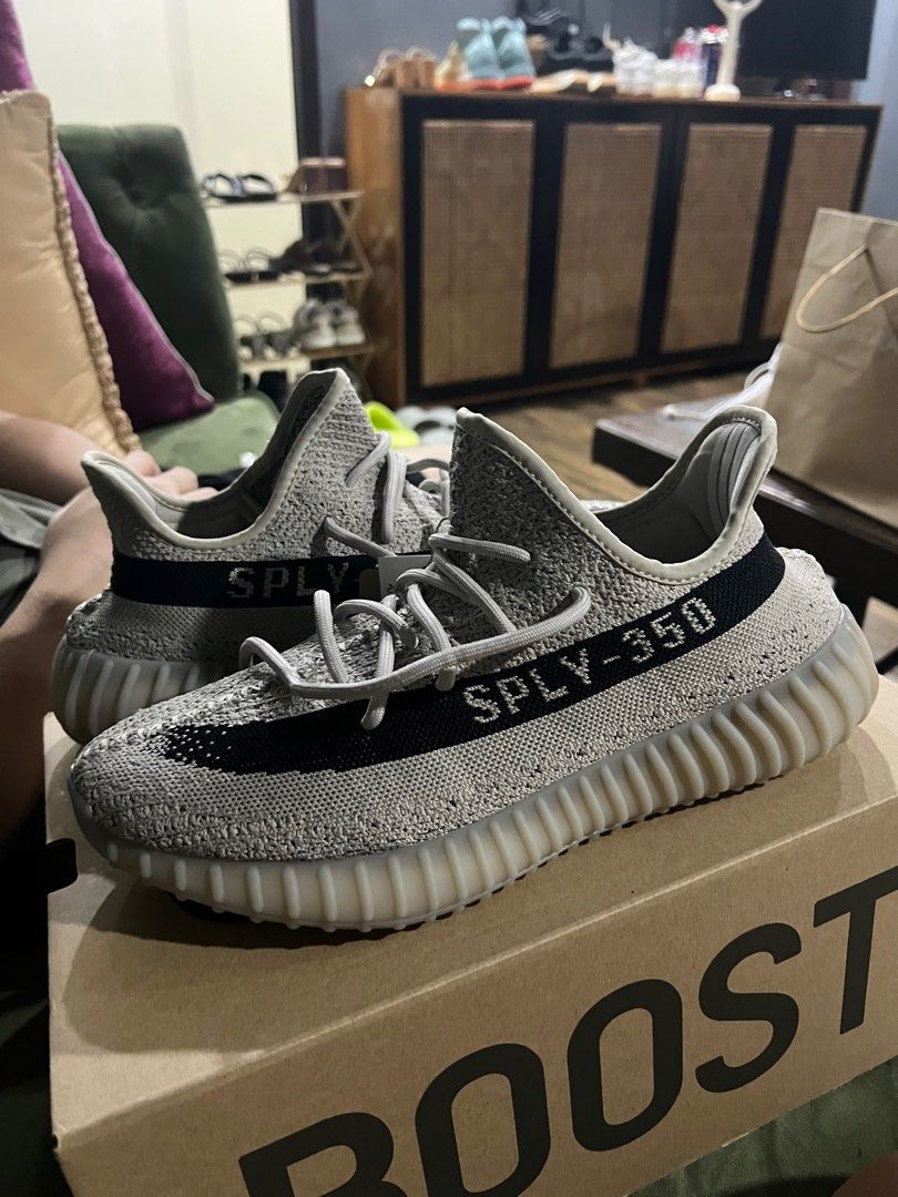 Yeezy 350 V2 Slate/ Core Black, Men's Fashion, Footwear, Sneakers