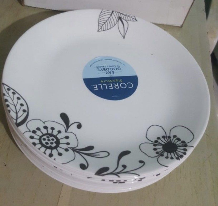 Corelle Madeline Embossed 6 pc dinner plates 10.25 inches, Furniture