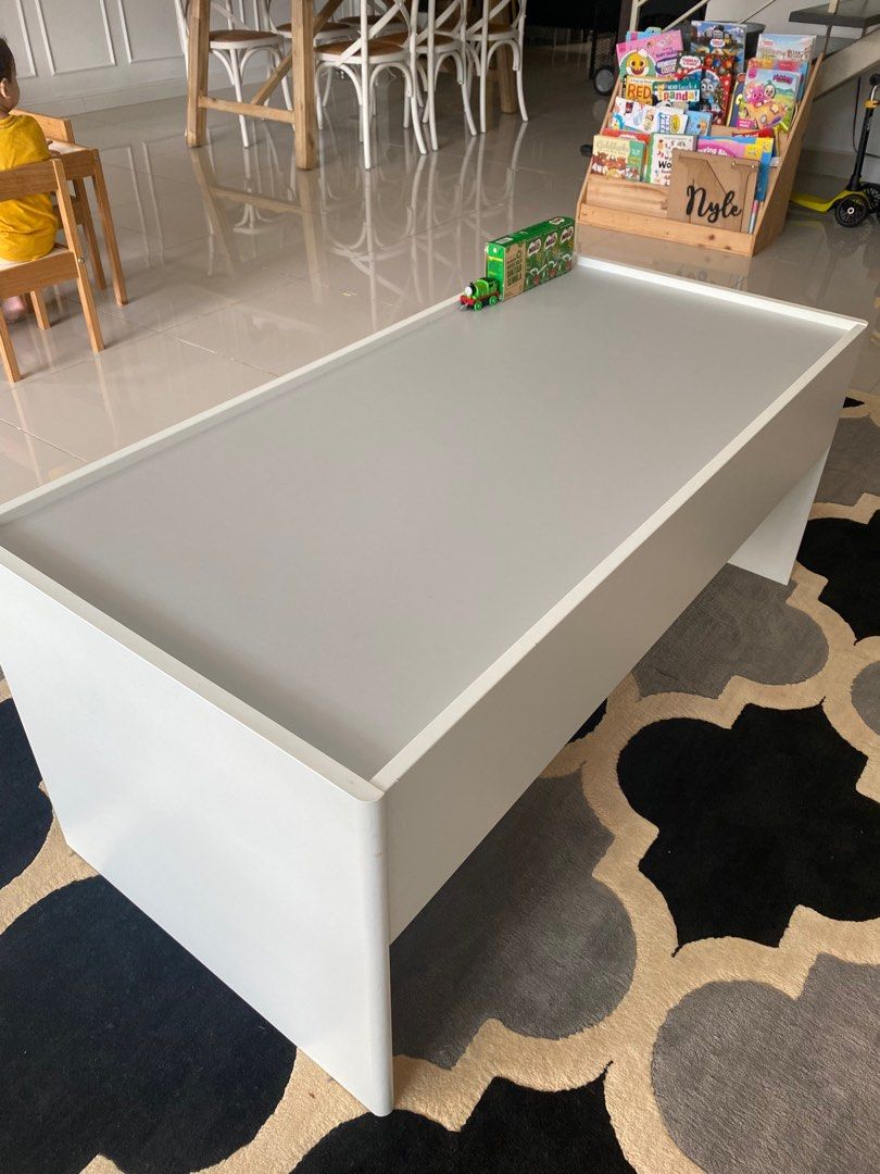 DUNDRA Activity table with storage, white/gray - IKEA