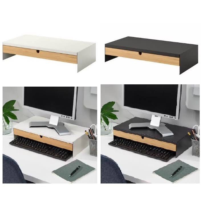 ELLOVEN Monitor stand with drawer, white - IKEA