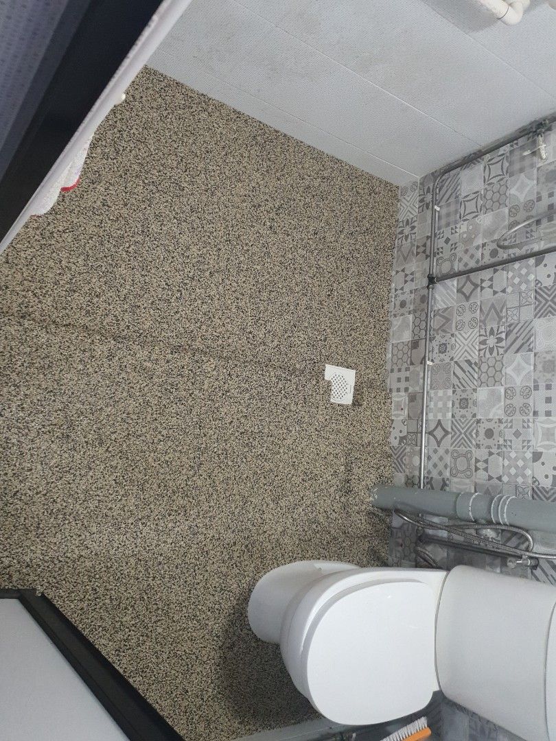 Epoxy Pebbles Overlay Toilet Flooring Toilet Renovation Overlay
