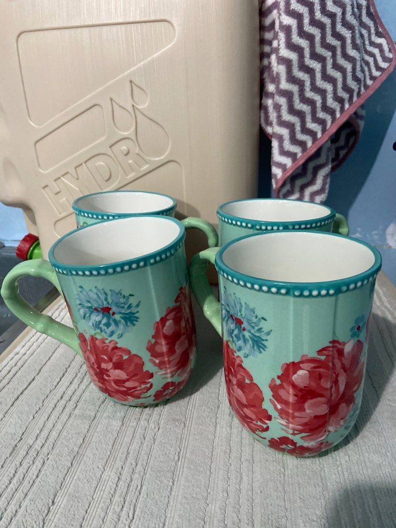 The Pioneer Woman Novelty Gingham 16-oz Mugs, Set of 4