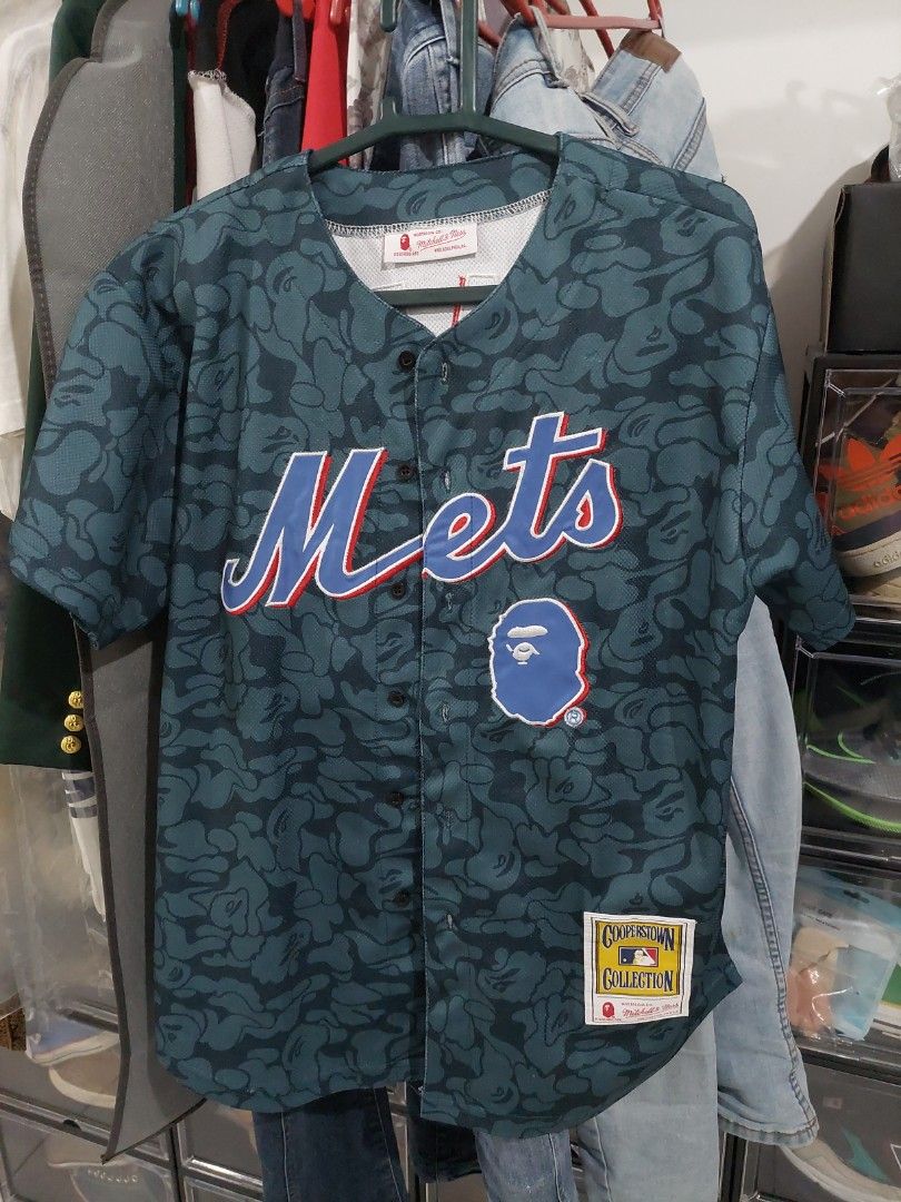 Bape x Mitchell & Nets Mets Jersey, Men's Fashion, Activewear on