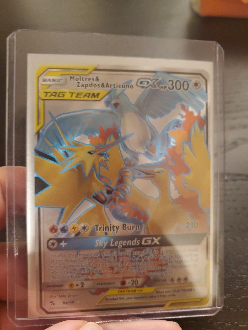 Carta Pokemon Moltres, Zapdos & Articuno Gx Fa Aliados 66/68